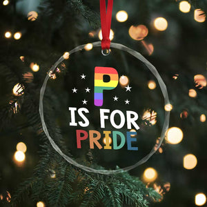 P is for Pride Crystal Glass Ornament Funny Rainbow Alphabet Celebrating LGBTQ+ Identity TS02 Print Your Wear