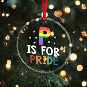 P is for Pride Crystal Glass Ornament Funny Rainbow Alphabet Celebrating LGBTQ+ Identity TS02 Print Your Wear