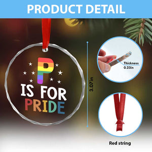 P is for Pride Crystal Glass Ornament Funny Rainbow Alphabet Celebrating LGBTQ+ Identity TS02 Print Your Wear