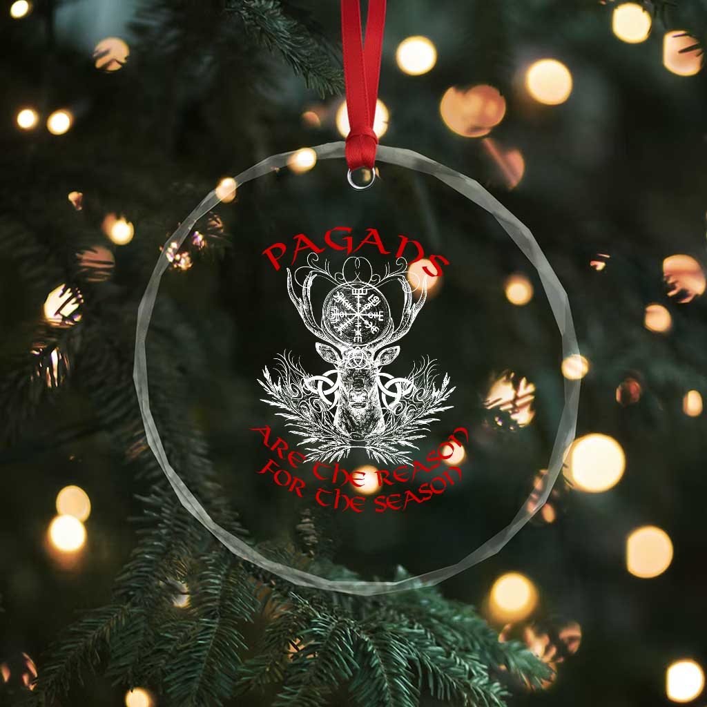Pagans Are The Reason For The Season Crystal Glass Ornament Yule Pagan Xmas Vegvisir Symbol TS11 Print Your Wear