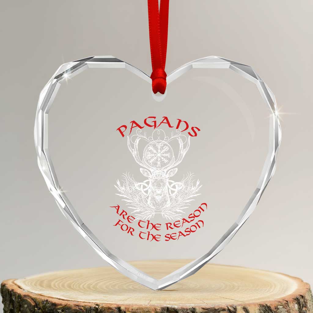 Pagans Are The Reason For The Season Heart Crystal Glass Ornament Yule Pagan Xmas Vegvisir Symbol TS11 Transparent Glass 3'' Heart Print Your Wear