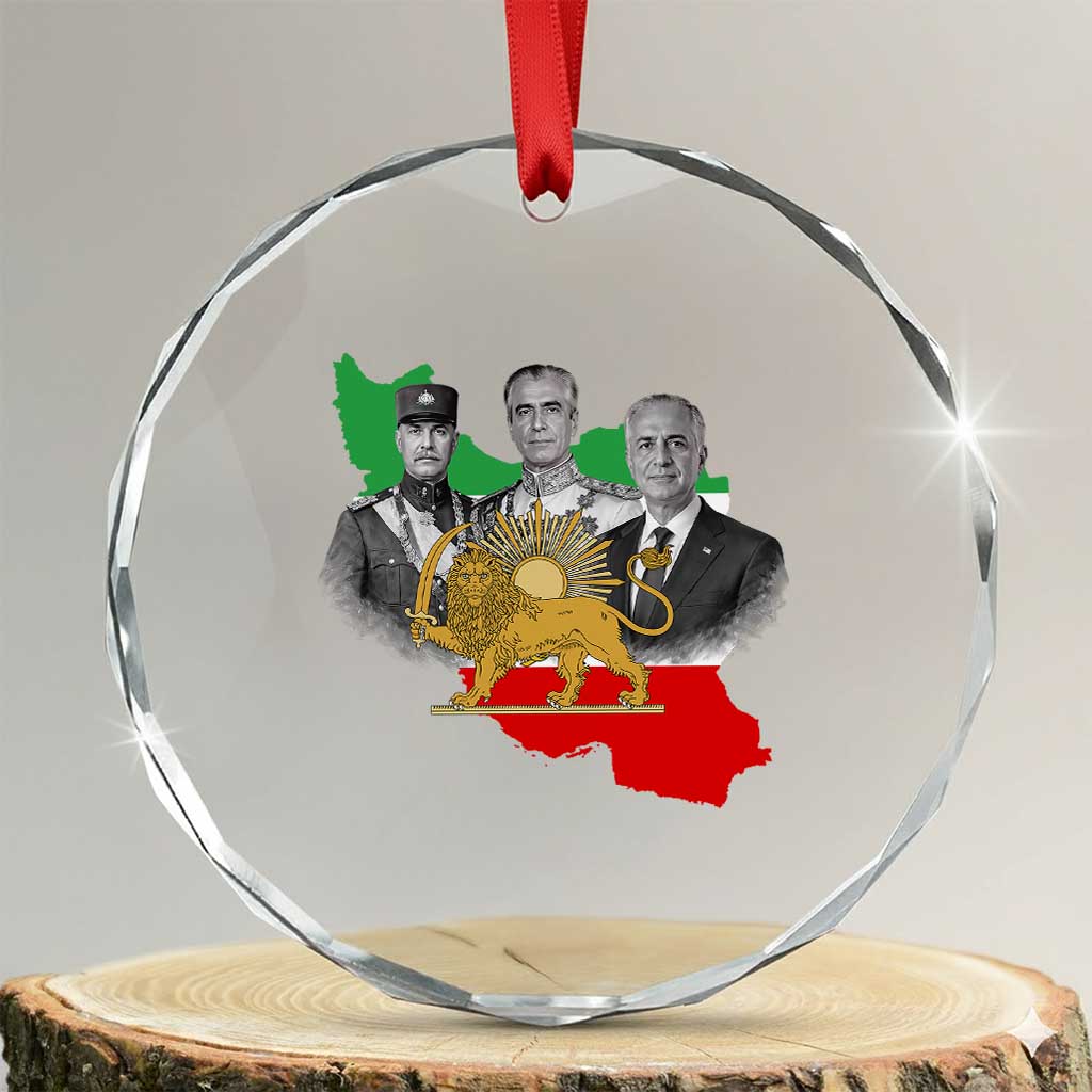 Pahlavi Dynasty Crystal Glass Ornament Three Generations Iran Lion and Sun Portrait TS14 Transparent Glass 3'' Circle Print Your Wear