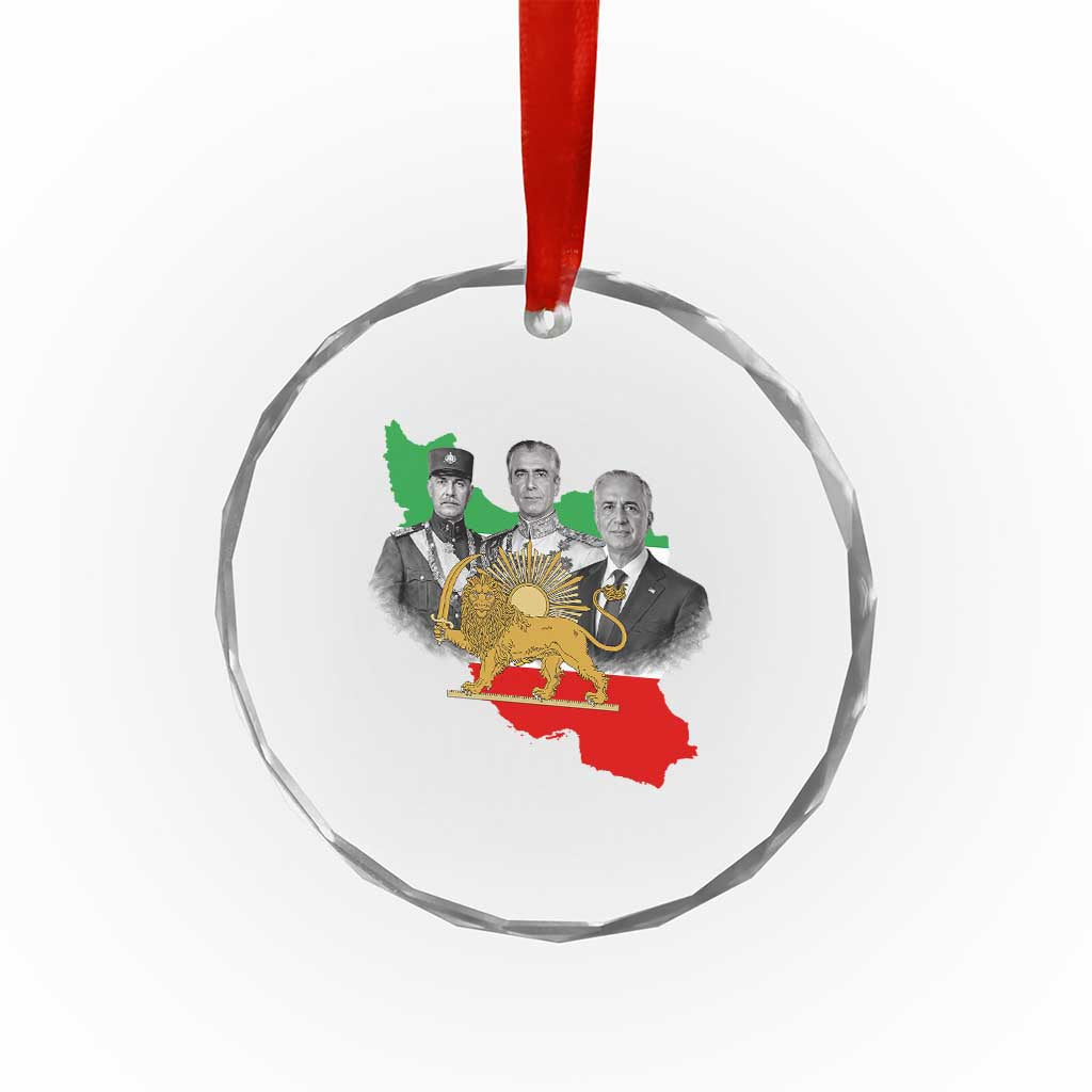 Pahlavi Dynasty Crystal Glass Ornament Three Generations Iran Lion and Sun Portrait TS14 Print Your Wear