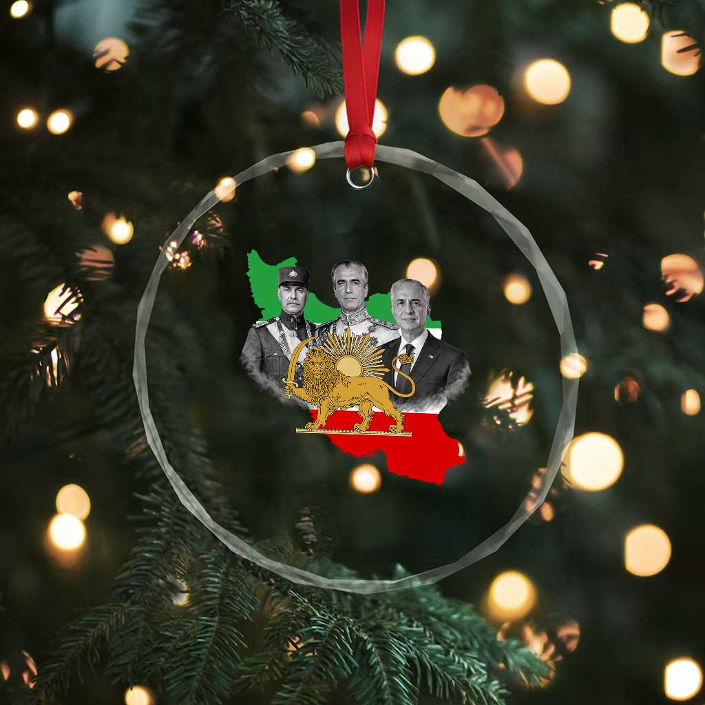 Pahlavi Dynasty Crystal Glass Ornament Three Generations Iran Lion and Sun Portrait TS14 Print Your Wear