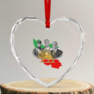 Pahlavi Dynasty Heart Crystal Glass Ornament Three Generations Iran Lion and Sun Portrait TS14 Transparent Glass 3'' Heart Print Your Wear