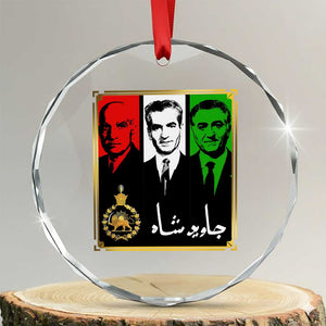 Pahlavi Kings of Iran Crystal Glass Ornament Javid Shah Long live the King TS11 Transparent Glass 3'' Circle Print Your Wear