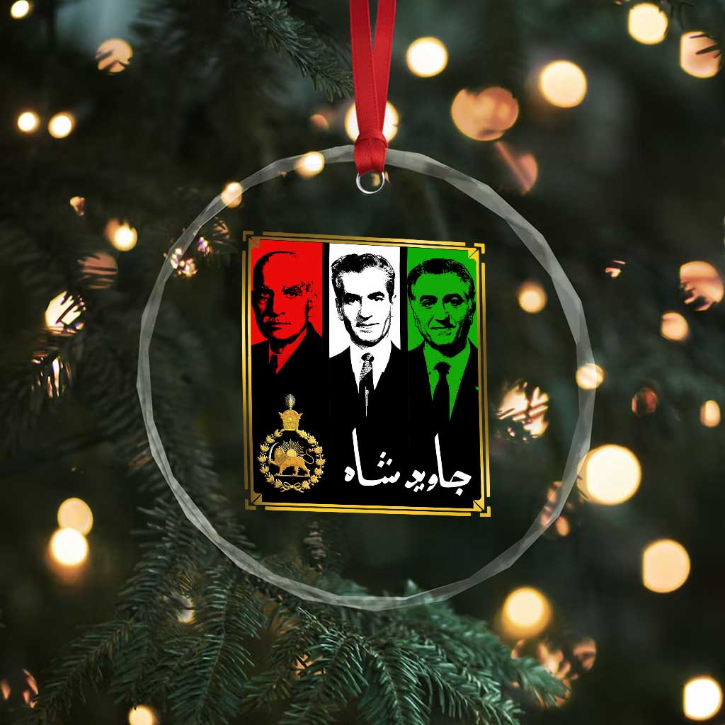 Pahlavi Kings of Iran Crystal Glass Ornament Javid Shah Long live the King TS11 Print Your Wear