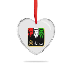 Pahlavi Kings of Iran Heart Crystal Glass Ornament Javid Shah Long live the King TS11 Print Your Wear