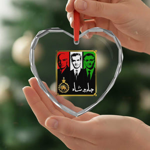 Pahlavi Kings of Iran Heart Crystal Glass Ornament Javid Shah Long live the King TS11 Print Your Wear