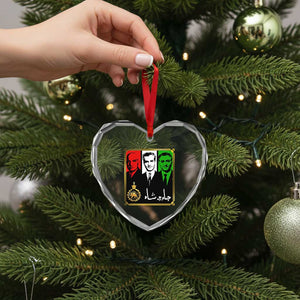 Pahlavi Kings of Iran Heart Crystal Glass Ornament Javid Shah Long live the King TS11 Print Your Wear