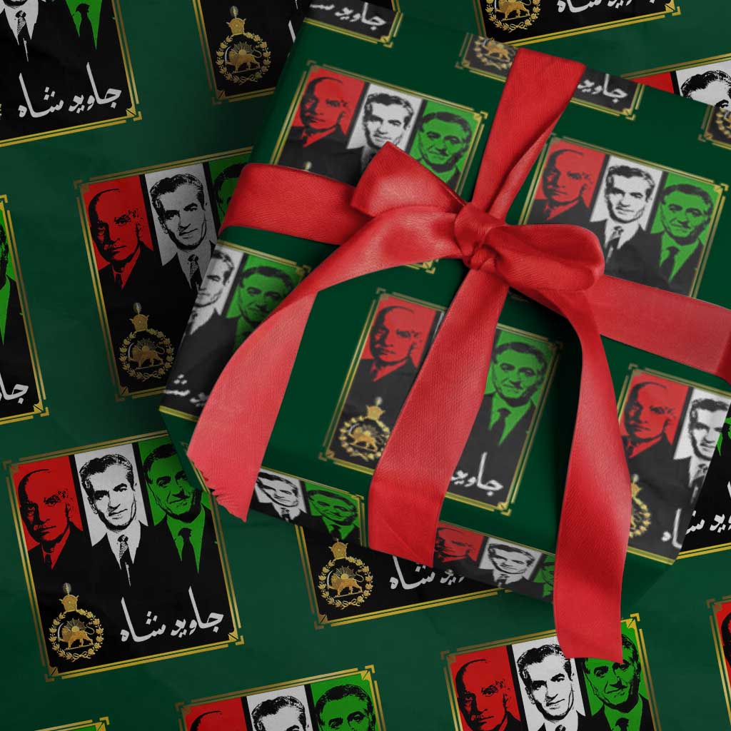 Pahlavi Kings of Iran Wrapping Paper Roll Javid Shah Long live the King TS11 Green Print Your Wear
