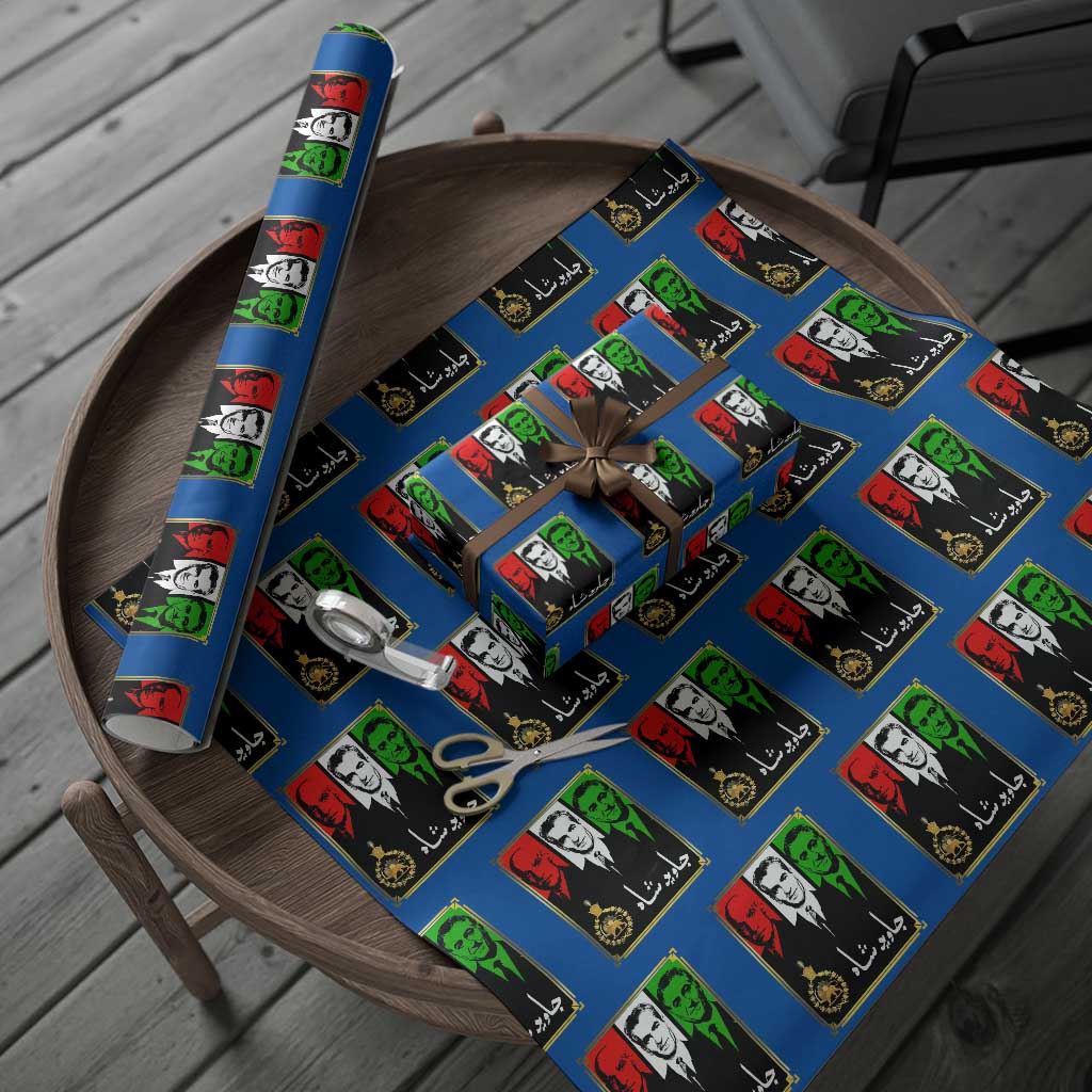 Pahlavi Kings of Iran Wrapping Paper Roll Javid Shah Long live the King TS11 Blue Print Your Wear