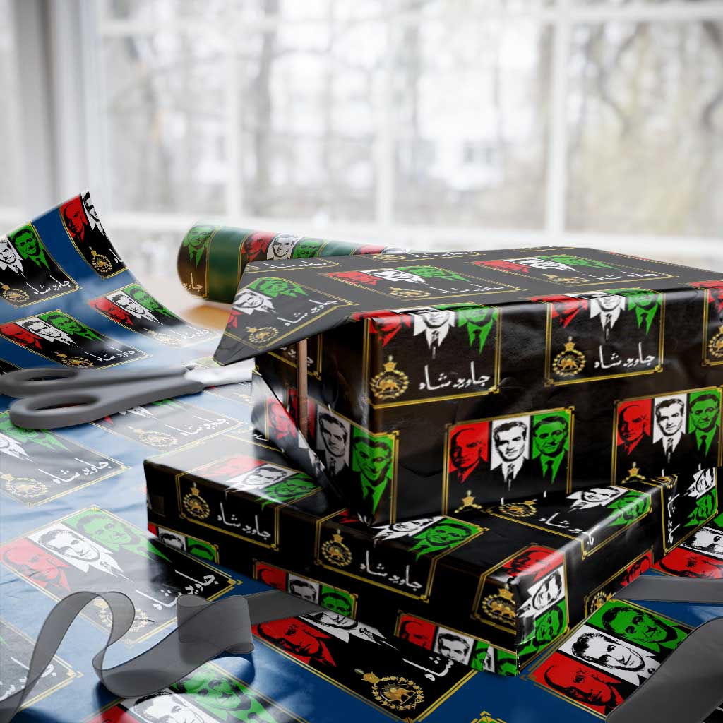 Pahlavi Kings of Iran Wrapping Paper Roll Javid Shah Long live the King TS11 Black Print Your Wear