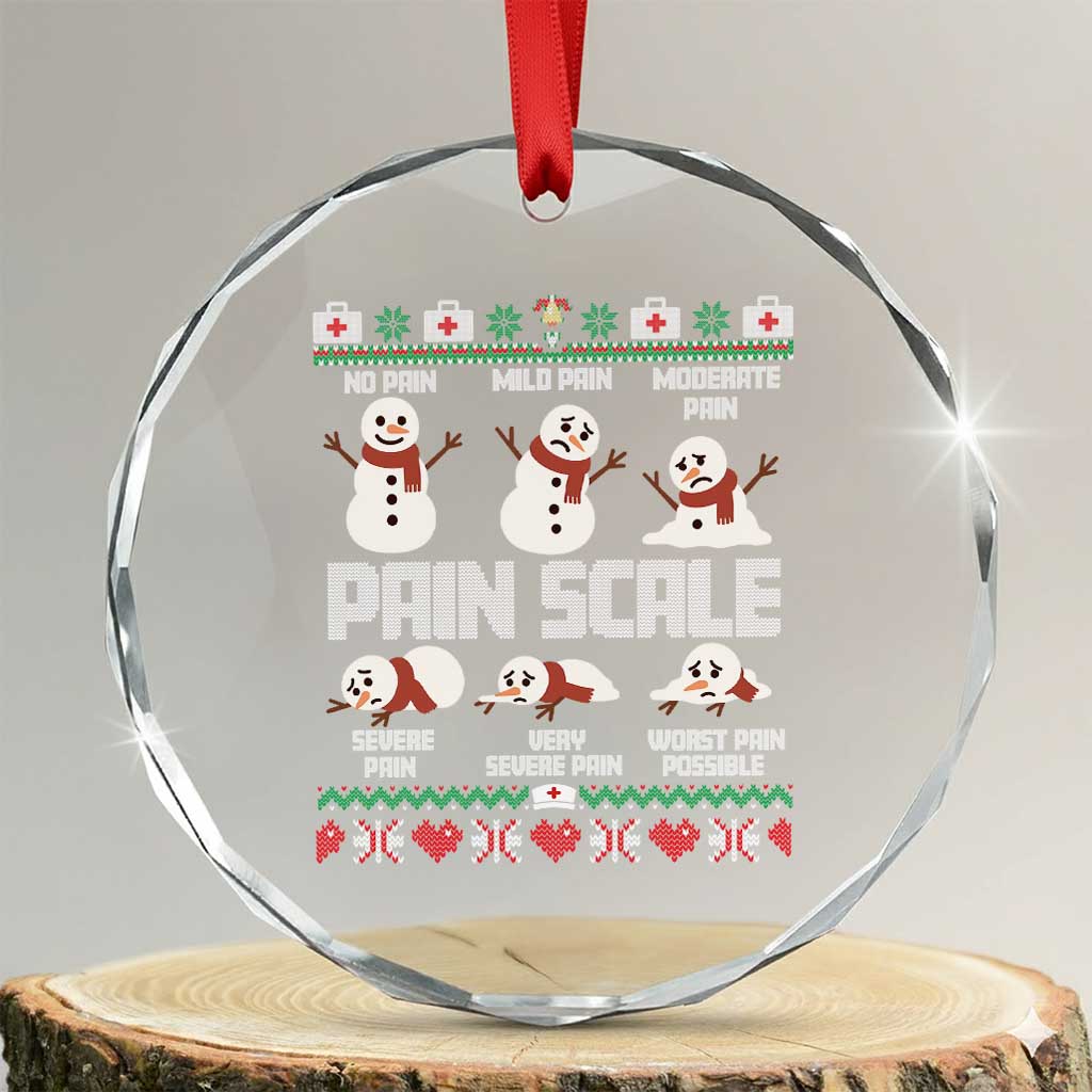 Pain Scale Snowman Crystal Glass Ornament Funny ICU Nurse Christmas TS14 Transparent Glass 3'' Circle Print Your Wear