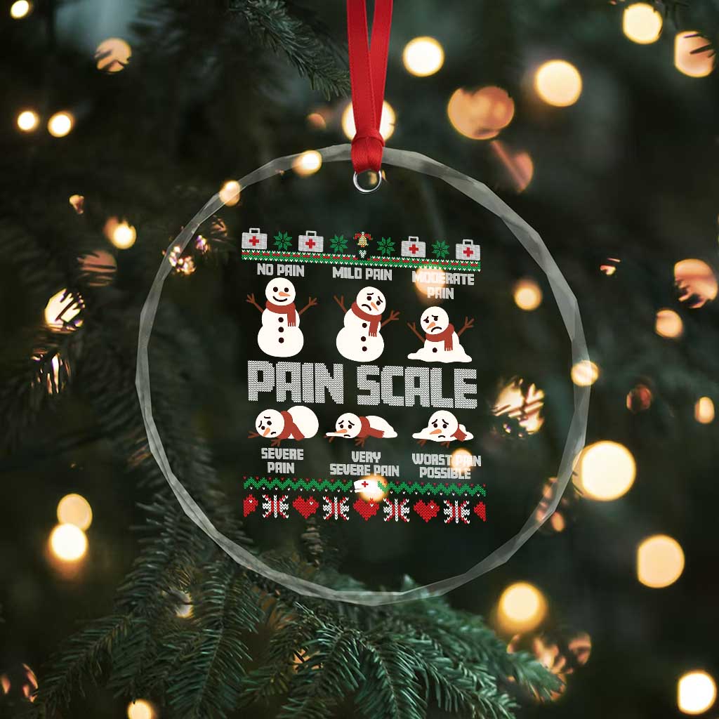 Pain Scale Snowman Crystal Glass Ornament Funny ICU Nurse Christmas TS14 Print Your Wear