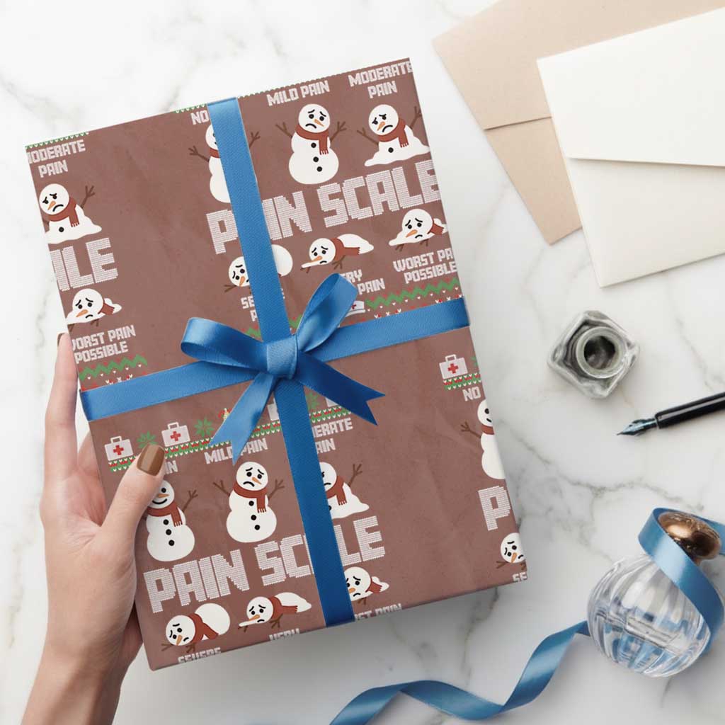 Pain Scale Snowman Wrapping Paper Roll Funny ICU Nurse Christmas TS14 Mocha Print Your Wear