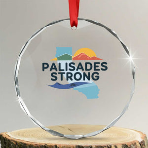 Palisades Strong Crystal Glass Ornament Support California LA Relief TS02 Transparent Glass 3'' Circle Print Your Wear