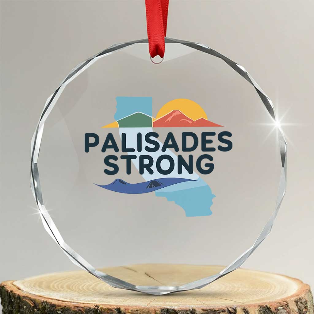 Palisades Strong Crystal Glass Ornament Support California LA Relief TS02 Transparent Glass 3'' Circle Print Your Wear
