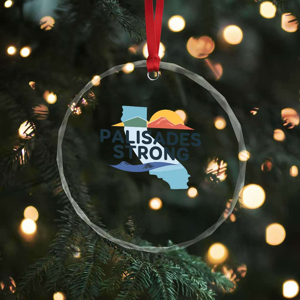 Palisades Strong Crystal Glass Ornament Support California LA Relief TS02 Print Your Wear