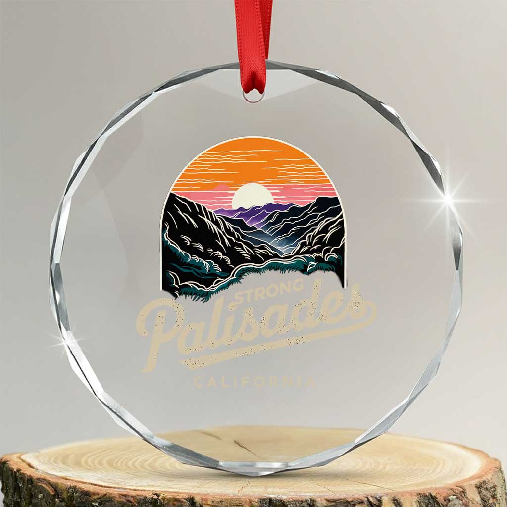 Palisades Strong Crystal Glass Ornament Support California LA Relief Vintage TS02 Transparent Glass 3'' Circle Print Your Wear