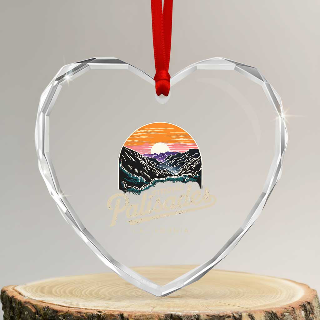 Palisades Strong Heart Crystal Glass Ornament Support California LA Relief Vintage TS02 Transparent Glass 3'' Heart Print Your Wear