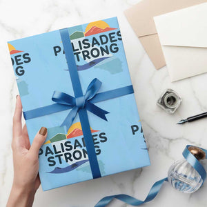 Palisades Strong Wrapping Paper Roll Support California LA Relief TS02 Light Blue Print Your Wear