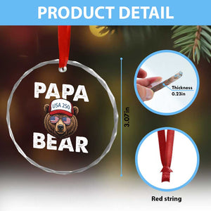 Papa Bear Father's Day Crystal Glass Ornament America 250th Anniversary USA Flag July 4th TS14 Print Your Wear