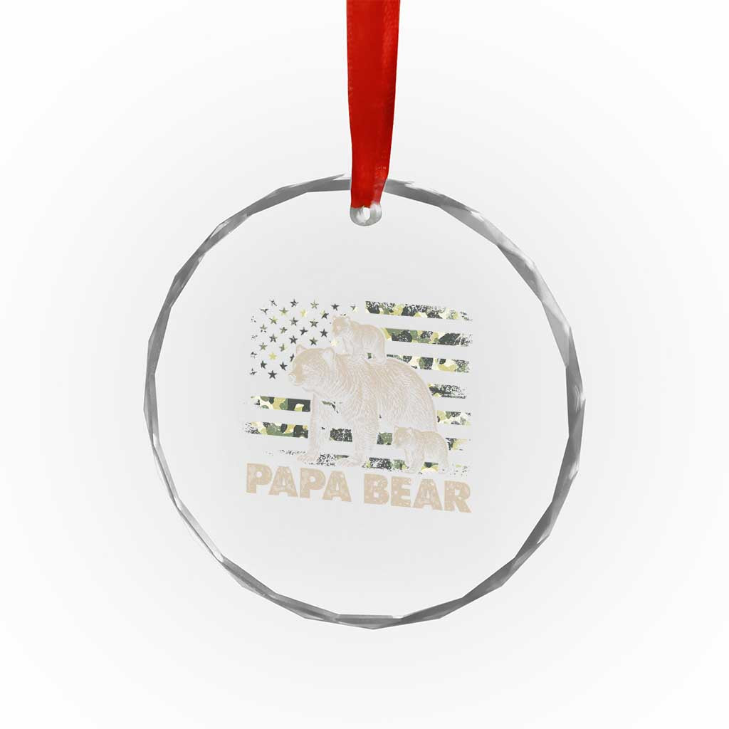 Papa Bear Father's Day Crystal Glass Ornament Camouflage California Republic Flag Bear TS14 Print Your Wear
