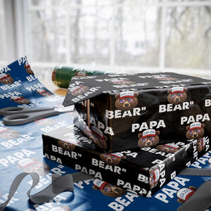 Papa Bear Father's Day Wrapping Paper Roll America 250th Anniversary USA Flag July 4th