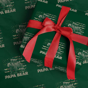 Papa Bear Father's Day Wrapping Paper Roll Camouflage California Republic Flag Bear