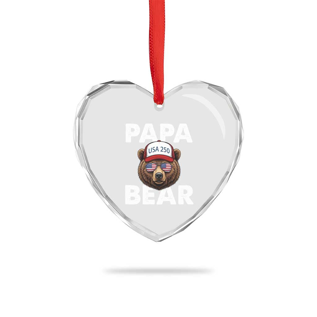 Papa Bear Father's Day Heart Crystal Glass Ornament USA 250th Anniversary American Flag July 4th TS14 Print Your Wear