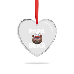 Papa Bear Father's Day Heart Crystal Glass Ornament USA 250th Anniversary American Flag July 4th TS14 Print Your Wear