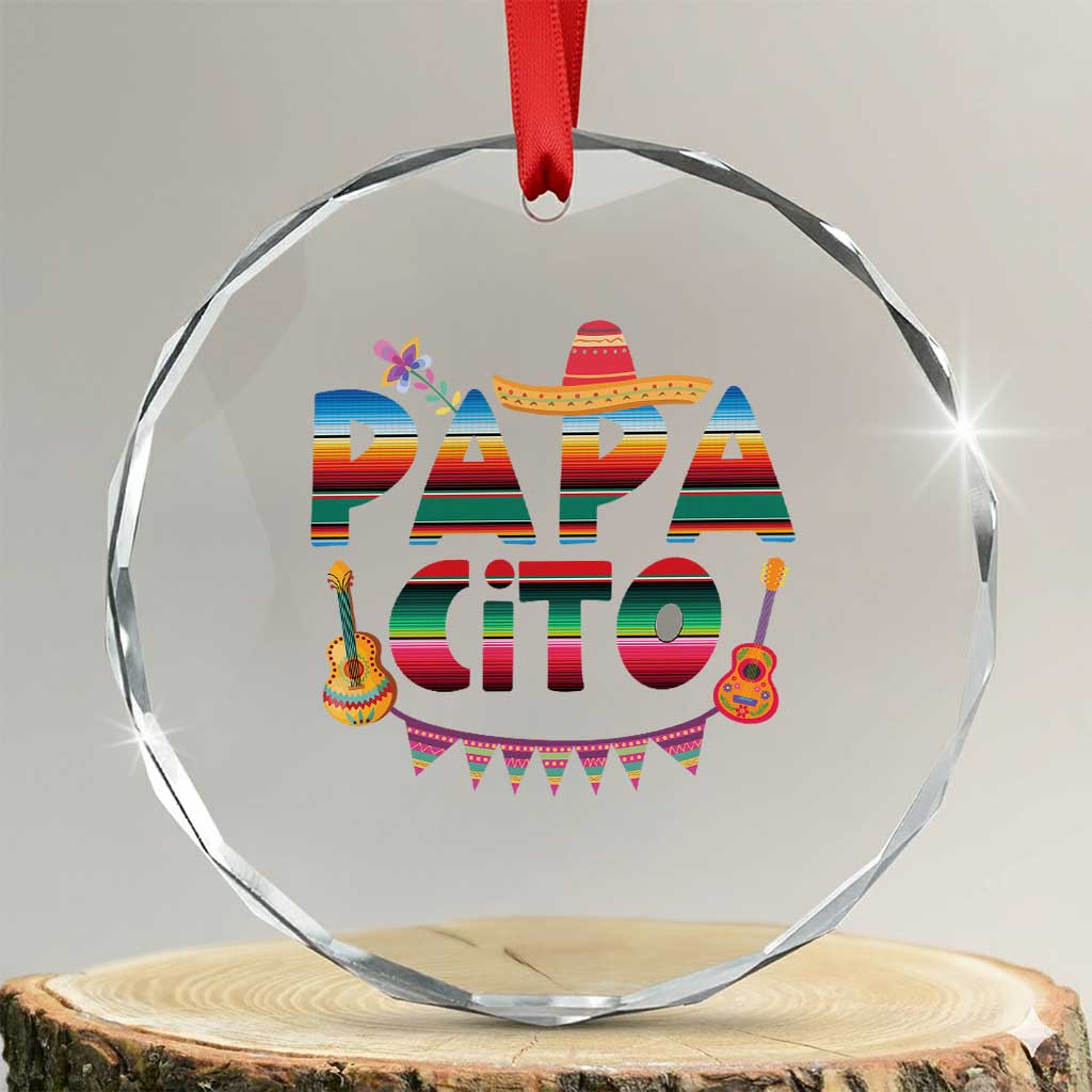 Papa Cito Crystal Glass Ornament Mexican Dad Latino Fathers Day Gift TS10 Transparent Glass 3'' Circle Print Your Wear
