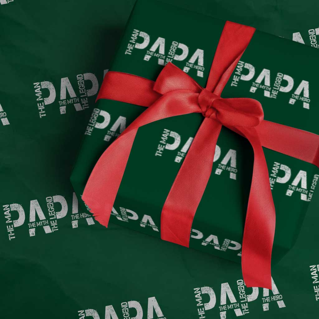Papa The Man The Myth The Legend The Hero Wrapping Paper Roll Fathers Day Gift
