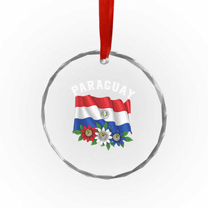 Paraguay Flag Passion Flower Mburucuya Graphic Crystal Glass Ornament Paraguaya Hispanic Latino Heritage Cultura Pride