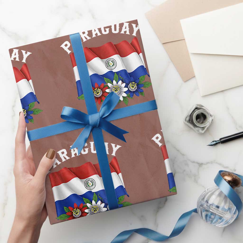 Paraguay Flag Passion Flower Mburucuya Graphic Wrapping Paper Roll Paraguaya Hispanic Latino Heritage Cultura Pride TS02 Mocha Print Your Wear