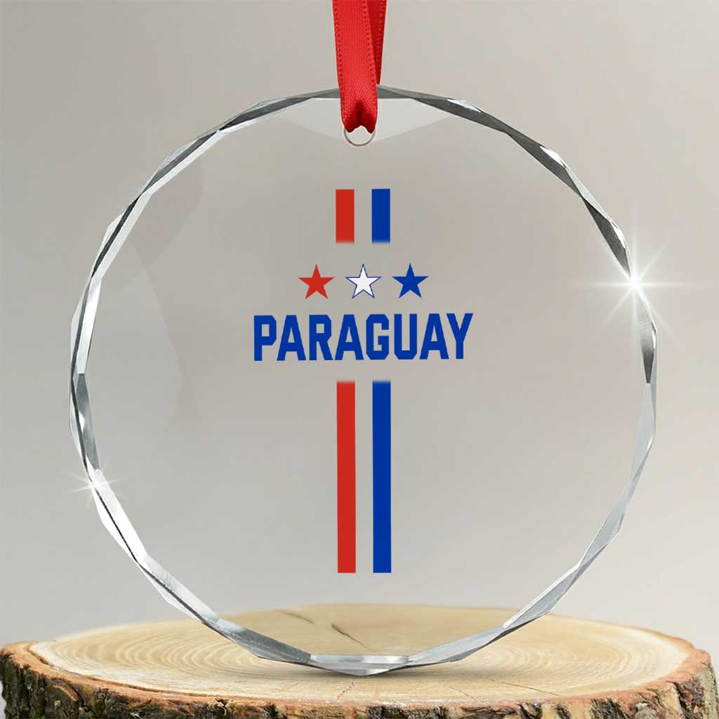 Paraguay Flag Soccer Jersey Style Graphic Crystal Glass Ornament Patriotic Paraguaya Pride Football Fans Sports Spirit TS02 Transparent Glass 3'' Circle Print Your Wear