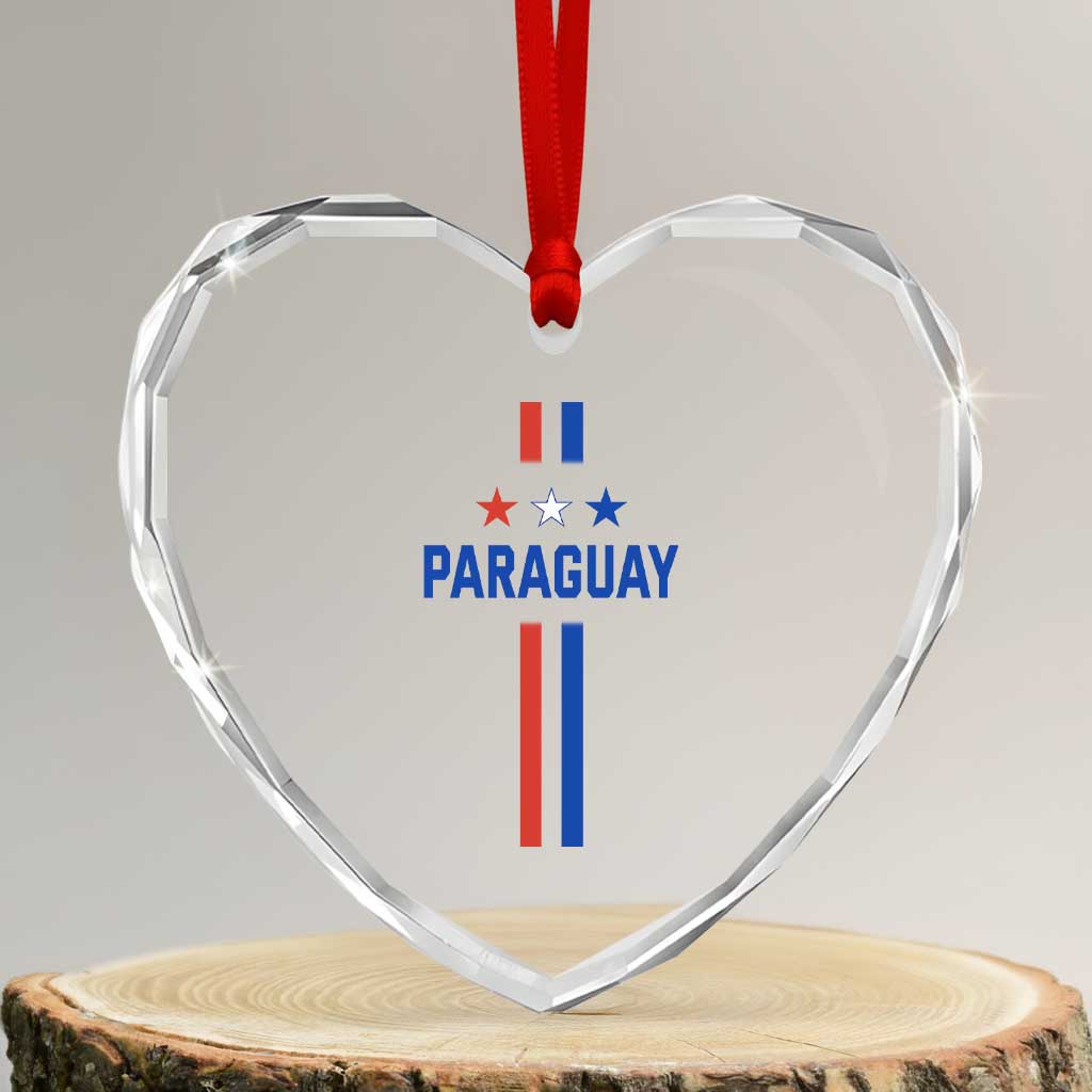 Paraguay Flag Soccer Jersey Style Graphic Heart Crystal Glass Ornament Patriotic Paraguaya Pride Football Fans Sports Spirit TS02 Transparent Glass 3'' Heart Print Your Wear