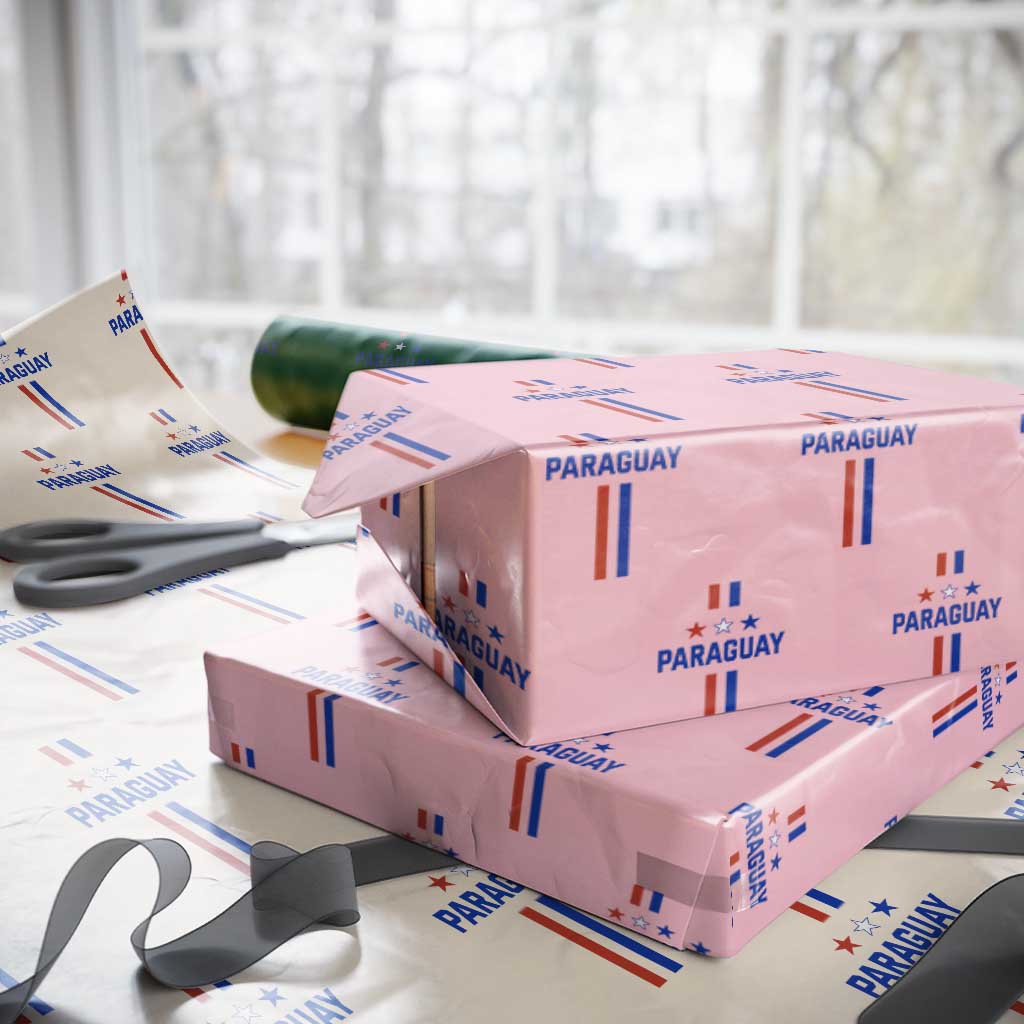 Paraguay Flag Soccer Jersey Style Graphic Wrapping Paper Roll Patriotic Paraguaya Pride Football Fans Sports Spirit TS02 Light Pink Print Your Wear