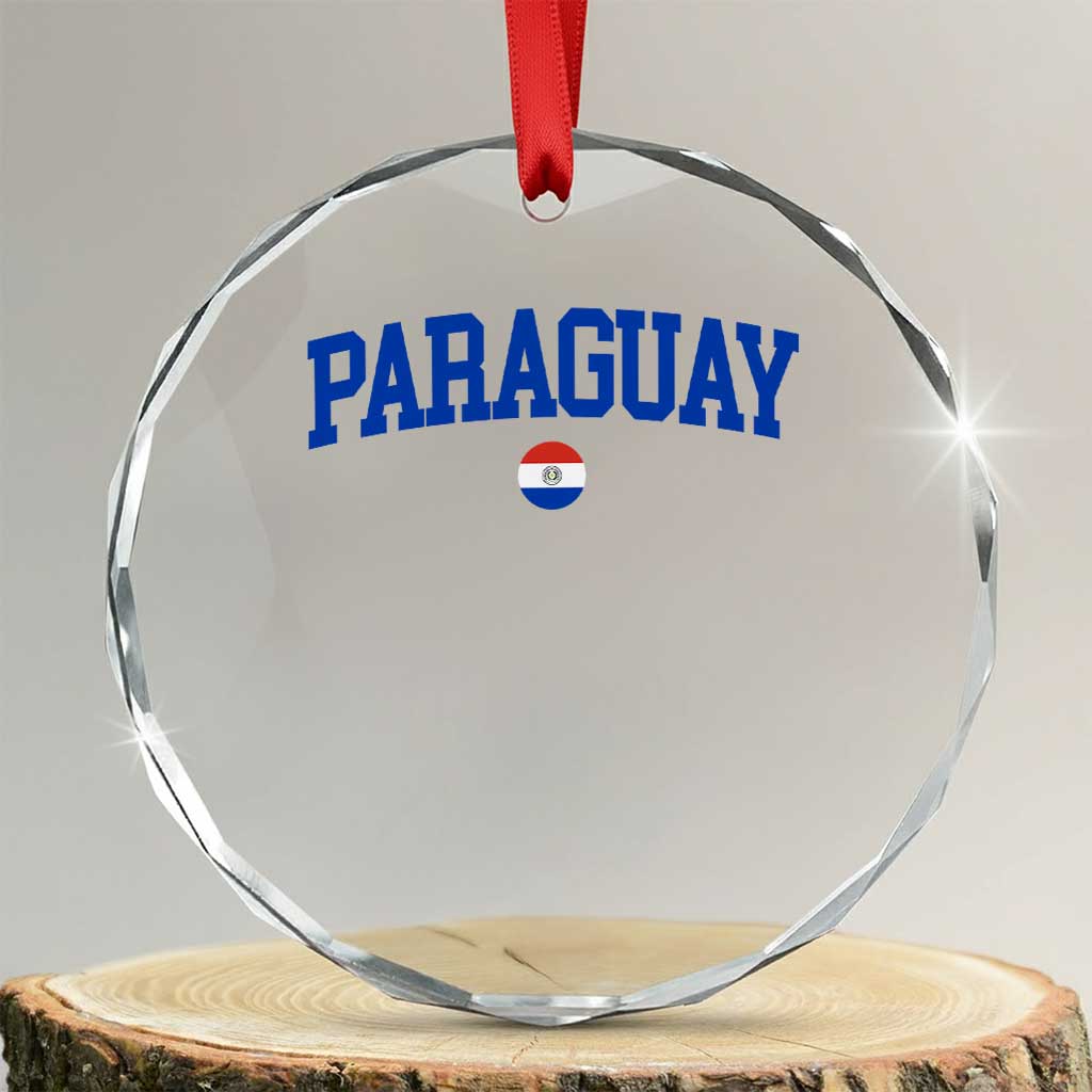 Paraguay Patriotic Flag Crystal Glass Ornament Soccer Fan Vintage Varsity Sports National Pride Graphic TS10 Transparent Glass 3'' Circle Print Your Wear