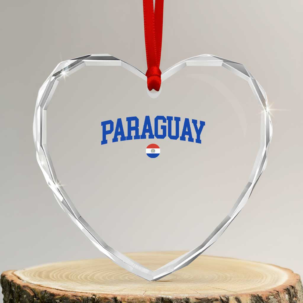 Paraguay Patriotic Flag Heart Crystal Glass Ornament Soccer Fan Vintage Varsity Sports National Pride Graphic TS10 Transparent Glass 3'' Heart Print Your Wear