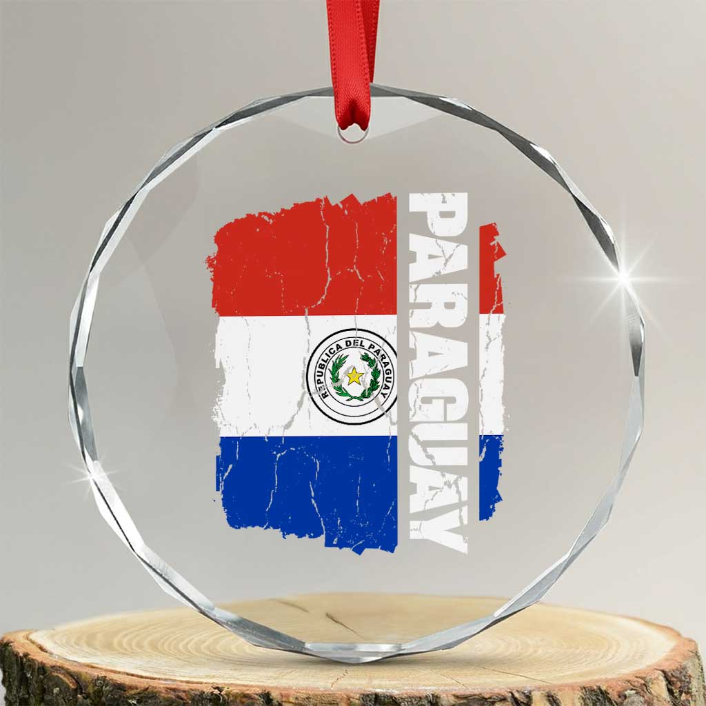 Paraguay Proud Roots Vintage Paraguaya Flag Heritage Pride Crystal Glass Ornament TS02 Transparent Glass 3'' Circle Print Your Wear