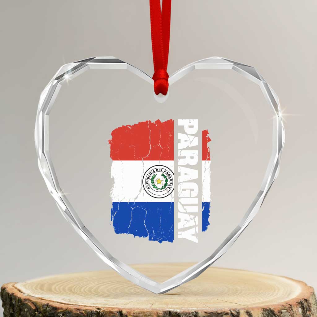 Paraguay Proud Roots Vintage Paraguaya Flag Heritage Pride Heart Crystal Glass Ornament TS02 Transparent Glass 3'' Heart Print Your Wear