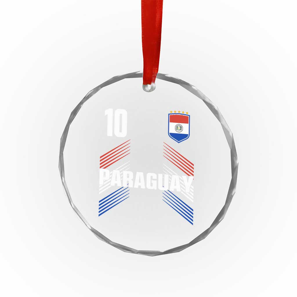 Paraguay Soccer Sports Graphic Number 10 Jersey Style Crystal Glass Ornament Proud Paraguayan Football Fans Game Day Pride