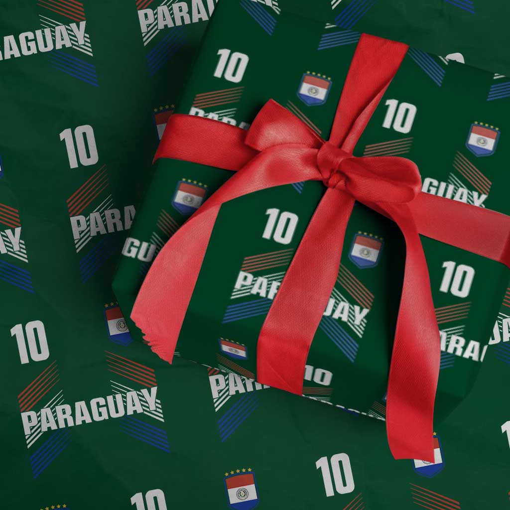 Paraguay Soccer Sports Graphic Number 10 Jersey Style Wrapping Paper Roll Proud Paraguayan Football Fans Game Day Pride TS02 Green Print Your Wear