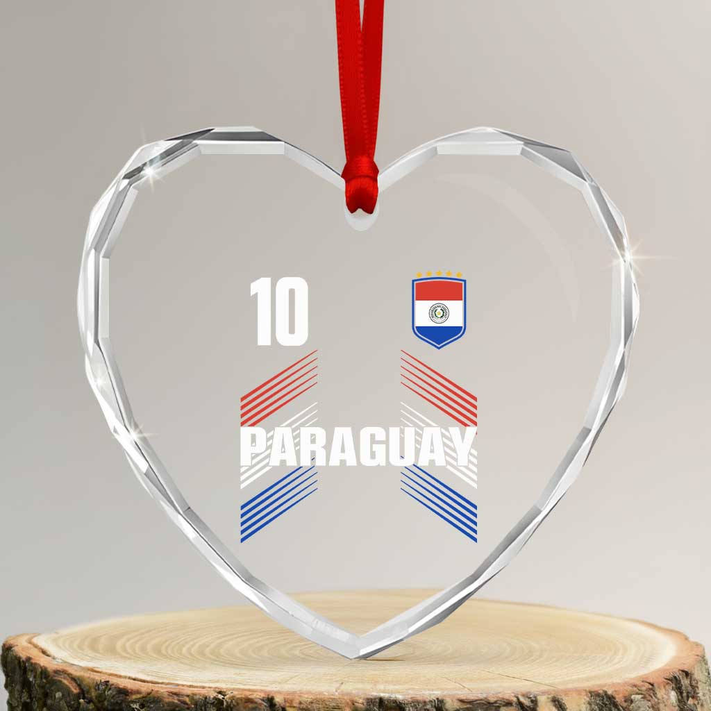 Paraguay Soccer Sports Graphic Number 10 Jersey Style Heart Crystal Glass Ornament Proud Paraguayan Football Fans Game Day Pride TS02 Transparent Glass 3'' Heart Print Your Wear