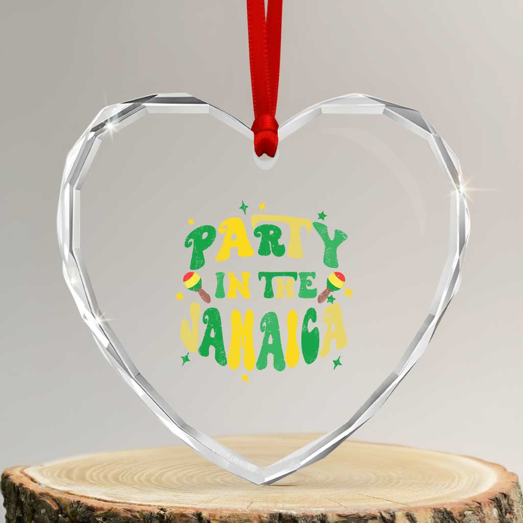 Party in The Jamaica Heart Crystal Glass Ornament Funny Jamaican Independence Day TS10 Transparent Glass 3'' Heart Print Your Wear