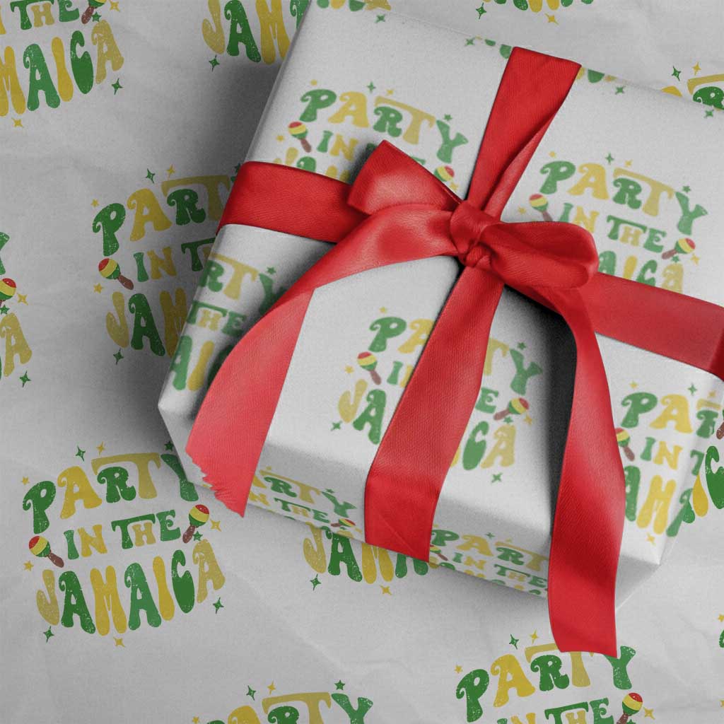 Party in The Jamaica Wrapping Paper Roll Funny Jamaican Independence Day TS10 White Print Your Wear