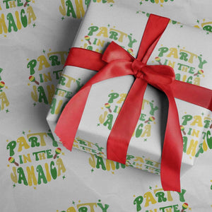 Party in The Jamaica Wrapping Paper Roll Funny Jamaican Independence Day TS10 White Print Your Wear