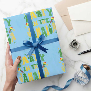 Party in The Jamaica Wrapping Paper Roll Funny Jamaican Independence Day TS10 Light Blue Print Your Wear